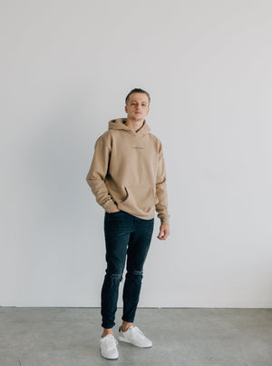 Tan hoodie outfit mens cheap